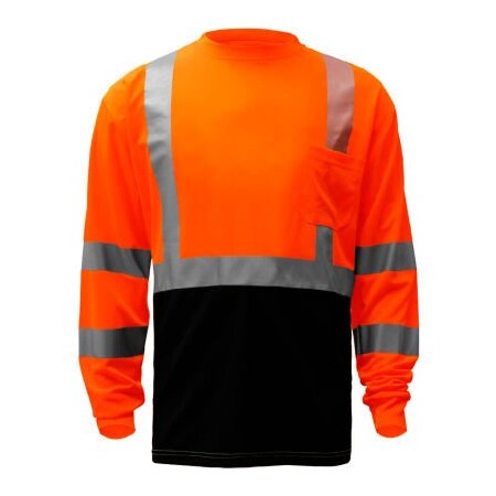 Gss Safety GSS Safety 5114, Class 3, Microfiber Birdseye Long Sleeve T-Shirt W/ Black Bottom, Orange, S 5114-S